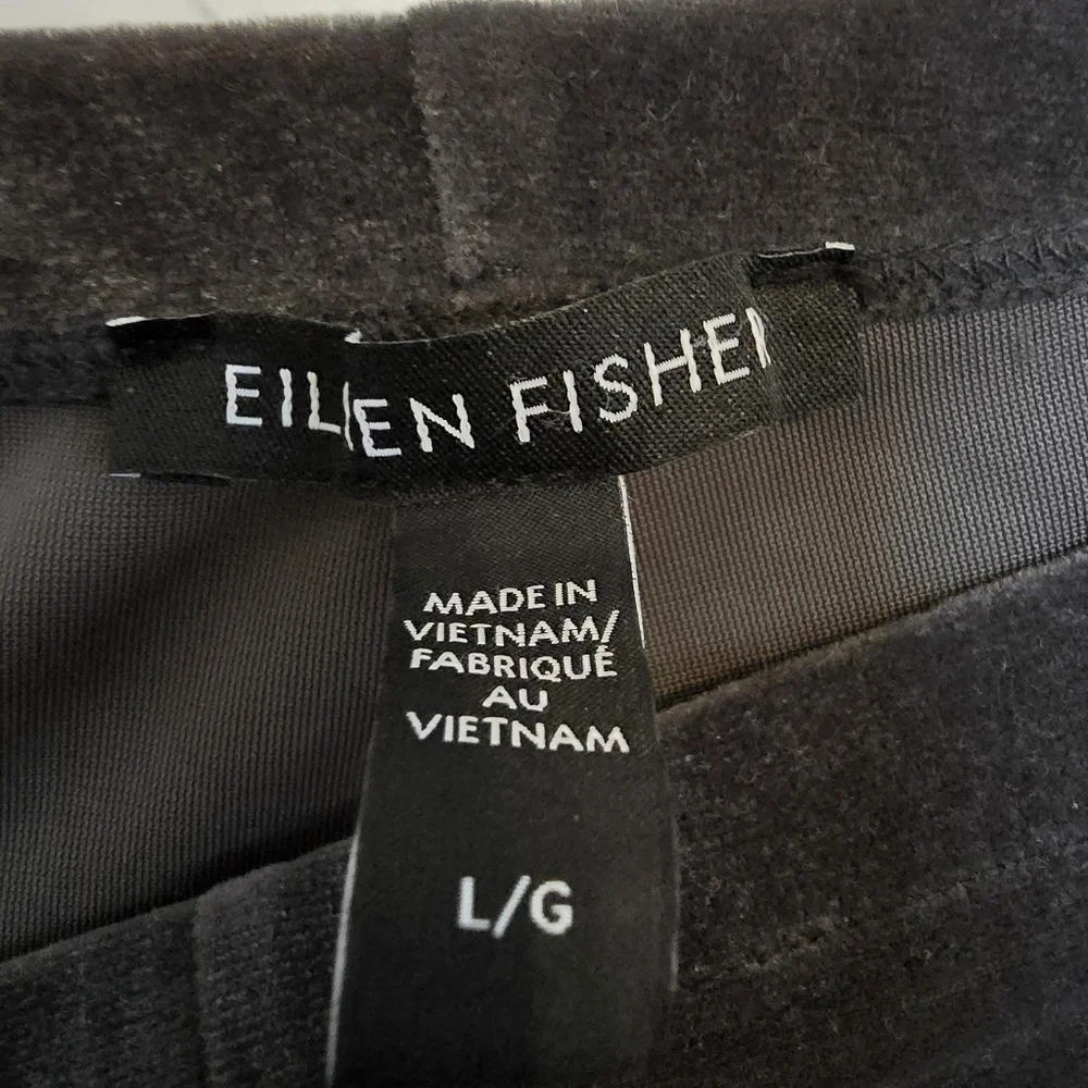 Eileen Fischer Stretch Velvet Knit Ankle Length Leggings Large Charcoal Gray - Picture 8 of 10